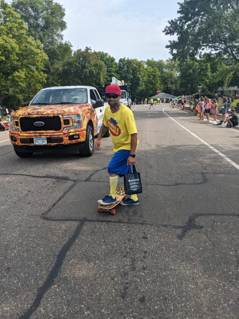 PXL_20230722_151232791 kiser construction dubble bubble boy at 2023 sherburne county fair parade